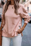 White Snap Buttons Side Splits Pullover Sweatshirt