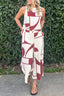 White Abstract Printed Button Back Vest and Wide Leg Pants Set