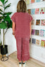 Rose Pink Mineral Wash Corduroy Short Sleeve and Crop Pants Set